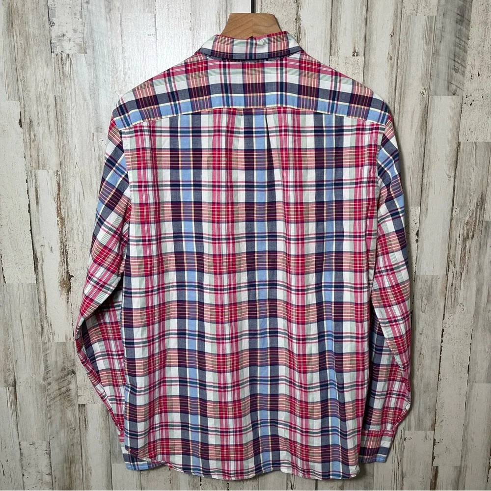 J.‎ Crew Indian Madras Plaid Long Sleeve Button Down Shirt Mens Medium